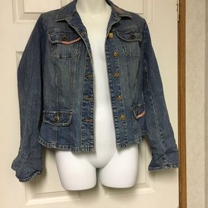 Bisou Bisou denim jacket with orange detail medium